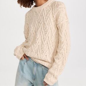 Free People isla cable Cream Sweater